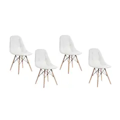 GENERICO - Pack de 4 Silla Buckle Acolchada - Blanco