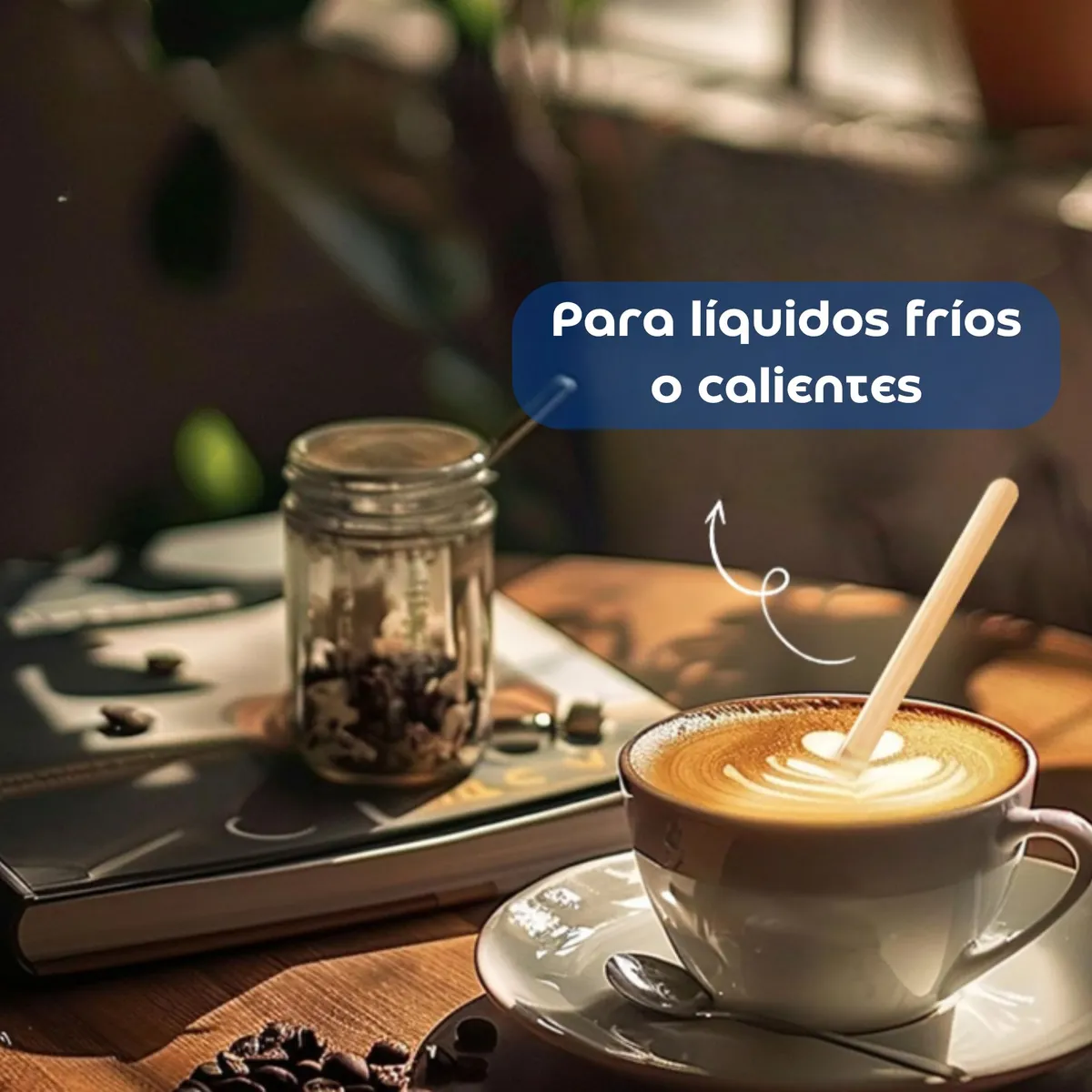 OMNIPACK - Palitos de Madera Para Revolver Café 14 cm (1.000 Unidades)