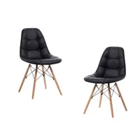Pack de 2 Silla Buckle Eames Acolchada - Negro