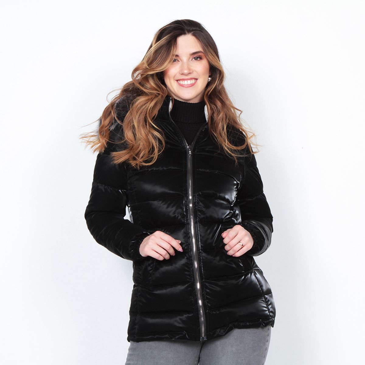 WADOS - PARKA MANGA LARGA CON PIEL EN CAPUCHA  Y BOLSILLOS