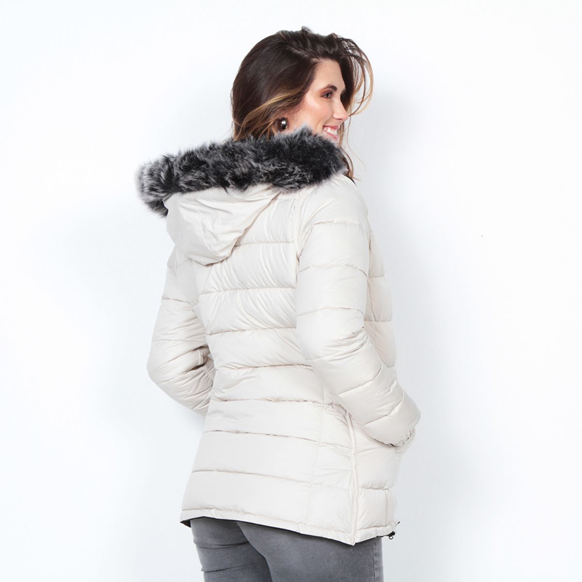 WADOS - PARKA MANGA LARGA CON PIEL EN CAPUCHA  Y BOLSILLOS