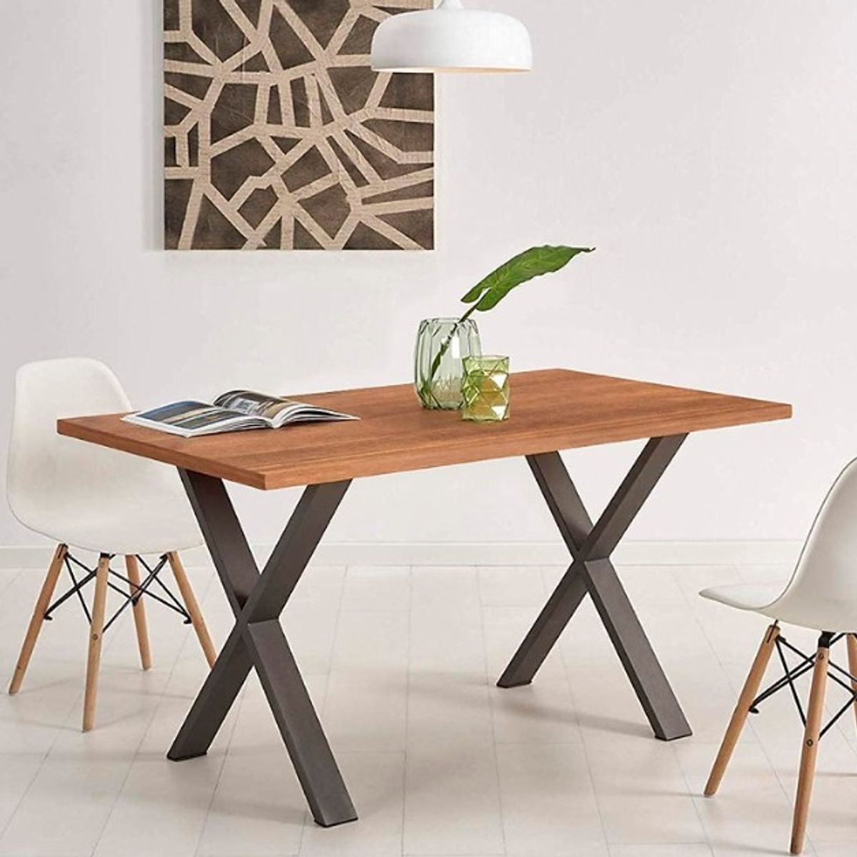 GENERICO - Mesa Rectangular Cross Industrial Natural 180x90 cm