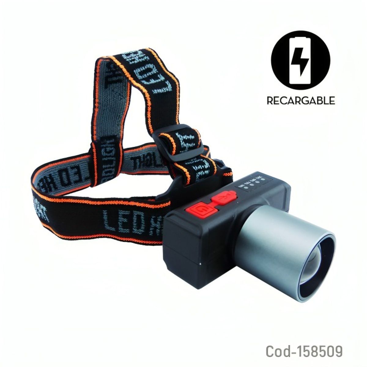 GENERICO - LINTERNA MINERO 1 LED MODJS-929 CON ZOOM RECARGABLE TYPE-C