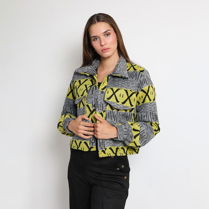 NATALIA SEGUEL - Chaqueta Antonia Gris Amarillo Natalia Seguel.