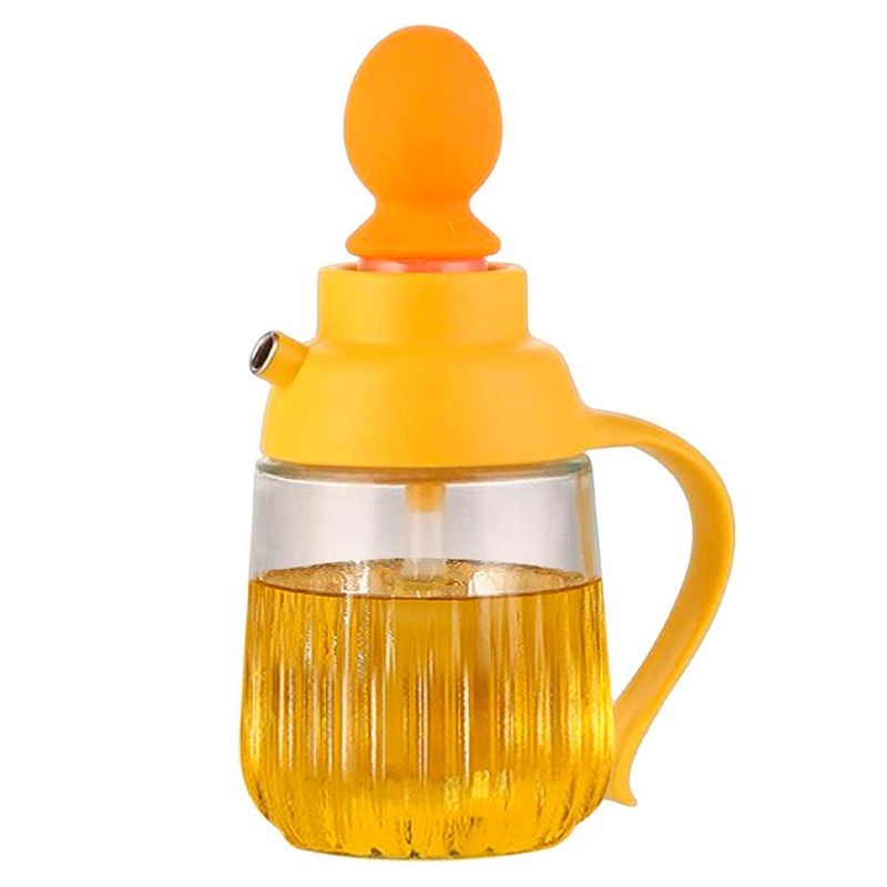GENERICO - Dispensador De Aceite Con Cepillo De Silicona Amarrillo 360 Ml