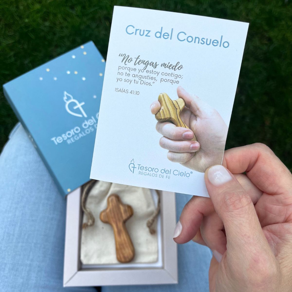 TESORO DEL CIELO - Cruz del Consuelo en madera de olivo de Tierra Santa