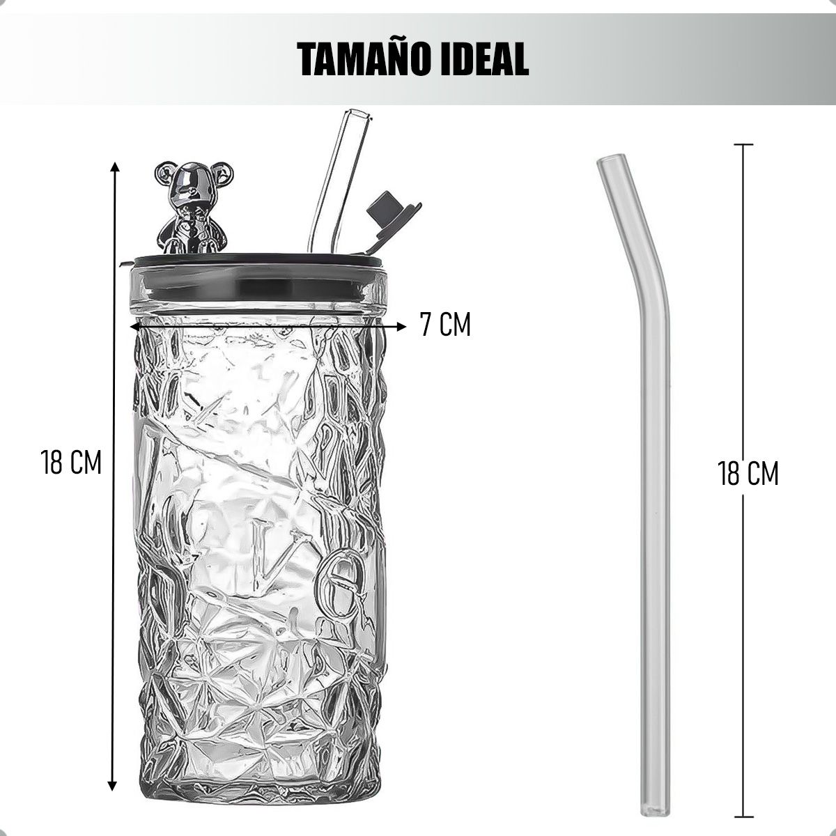 GENERICO - Vasos De Vidrio Vaso De Bebida Con Bombilla Vaso 400 Ml