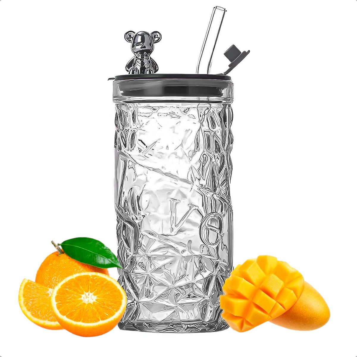 GENERICO - Vasos De Vidrio Vaso De Bebida Con Bombilla Vaso 400 Ml