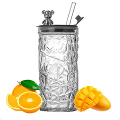 GENERICO - Vasos De Vidrio Vaso De Bebida Con Bombilla Vaso 400 Ml