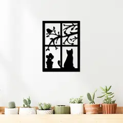 ELAB PROPIA - Cuadro Gato En La Ventana - Madera Fun Republic