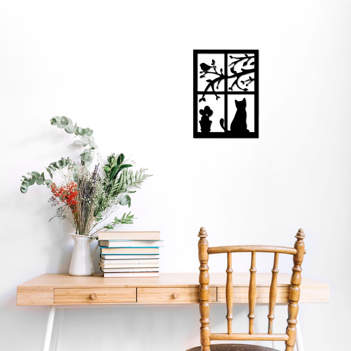 ELAB PROPIA - Cuadro Gato En La Ventana - Madera Fun Republic