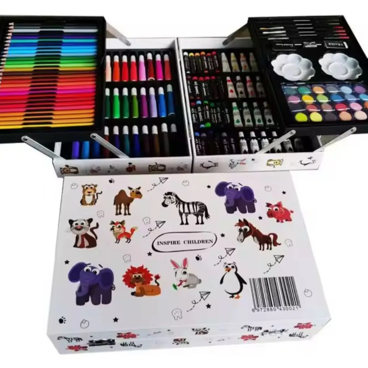 GENERICO - Set De Artes De 145 Colores Con Maleta De Niñas Animalitos