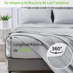 SUPERCENTER - Juego De Sábana 200 Hilos 1.5 Plazas 4 Piezas Gris
