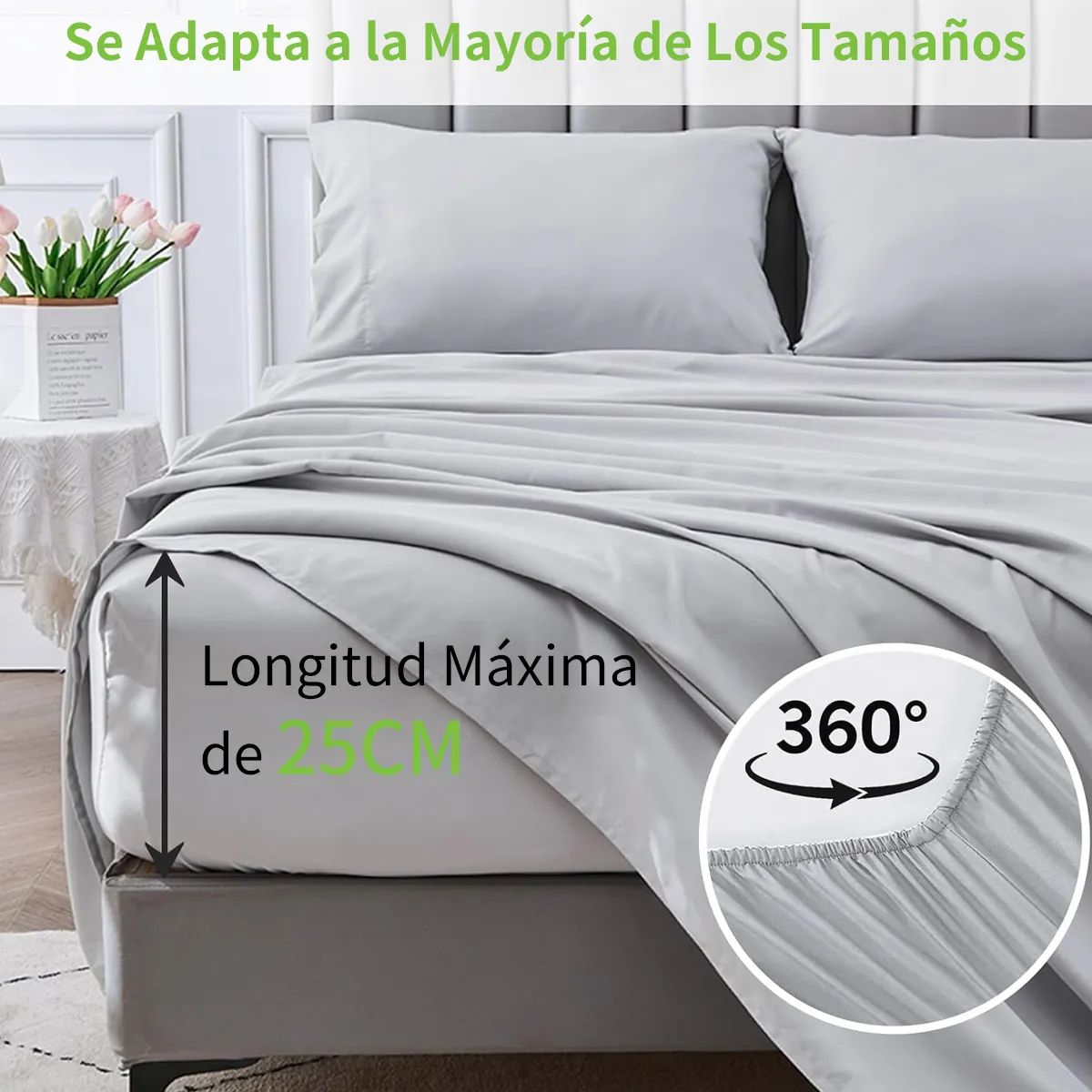 SUPERCENTER - Juego De Sábana 200 Hilos 1.5 Plazas 4 Piezas Gris