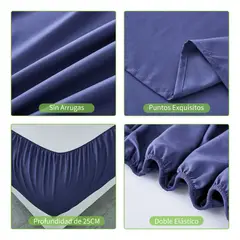 SUPERCENTER - Juego De Sábana 200 Hilos 1.5 Plazas 4 Piezas Azul oscuro