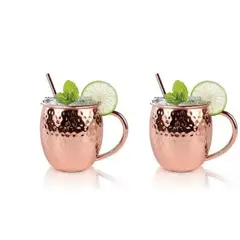 GENERICO - Pack 2 Vasos Mug Cobre Moscow Mule Coctel 500 ml