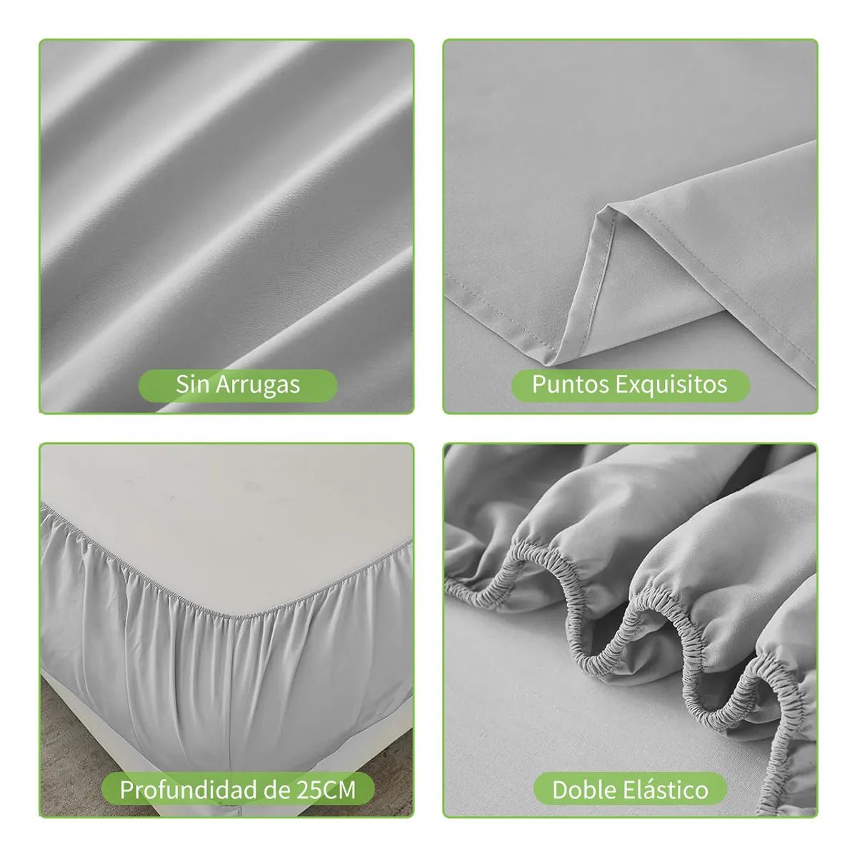 SUPERCENTER - Juego De Sabanas 2 Plazas 4 Piezas Gris