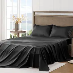 SUPERCENTER - Juego De Sabanas 2 Plazas 4 Piezas Negro