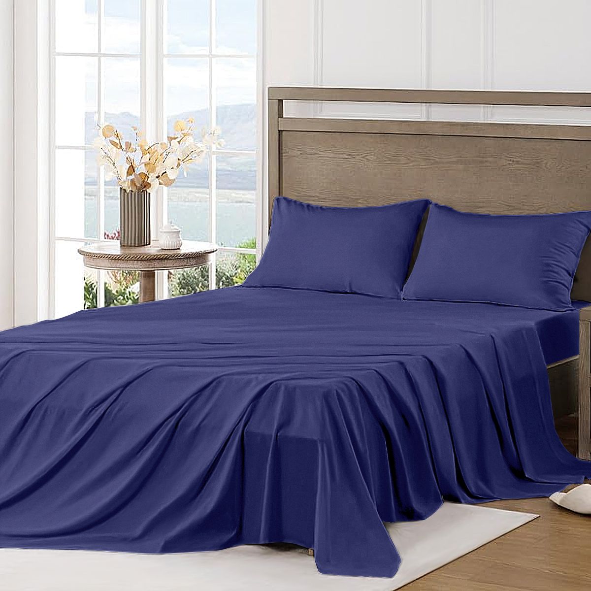 SUPERCENTER - Juego De Sabanas 2 Plazas 4 Piezas Azul Oscuroc