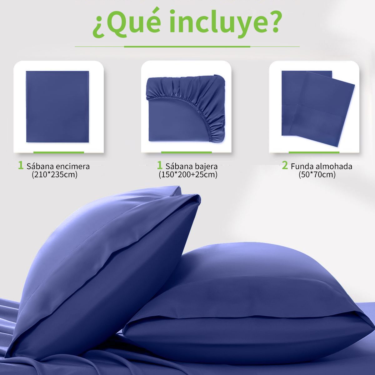 SUPERCENTER - Juego De Sabanas 2 Plazas 4 Piezas Azul Oscuroc