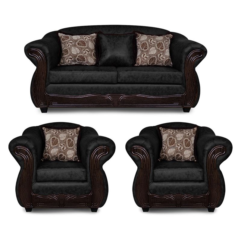 ADONIS LEUDH - Living 2+1+1 Estambul Envejecido Extra Grande Negro Con Pelitos