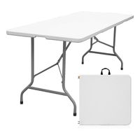 Mesa Plegable Camping Maleta Portátil 180 X 74 Cm Blanco
