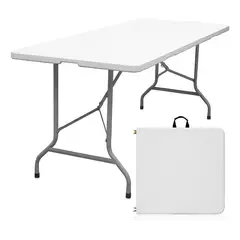 SUPERCENTER - Mesa Plegable Camping Maleta Portátil 180 X 74 Cm Blanco