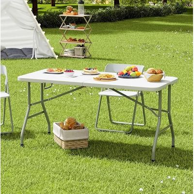 Imagen 2 del producto Mesa Plegable Camping Maleta Portátil 180 X 74 Cm Blanco