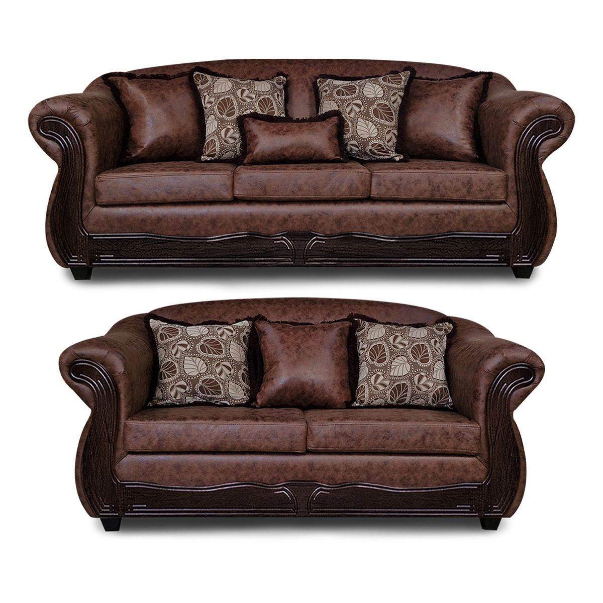 ADONIS LEUDH - Living 3+2 Estambul Envejecido Extra Grande Cafe Oscuro Con Pelitos