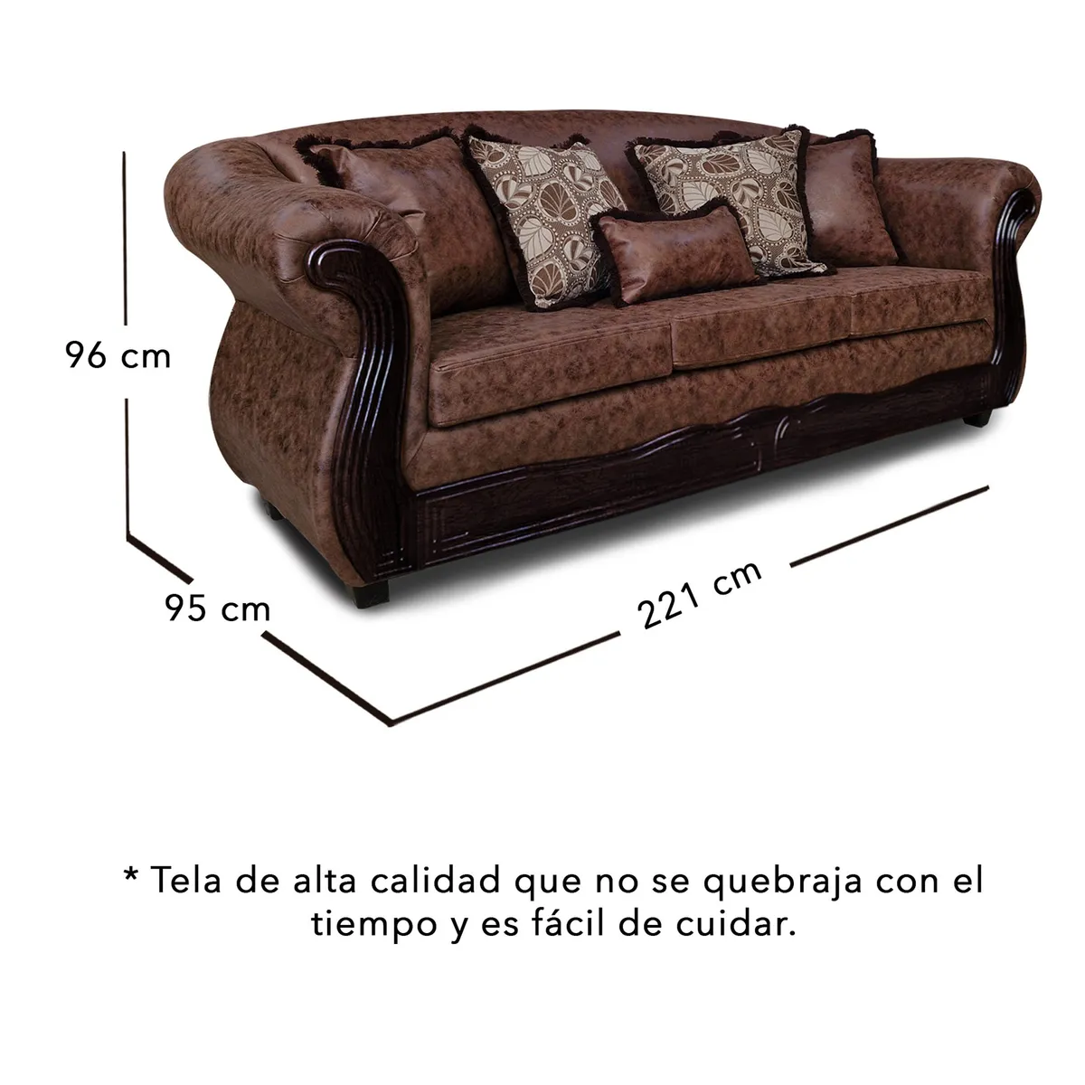 ADONIS LEUDH - Living 3+2 Estambul Envejecido Extra Grande Cafe Oscuro Con Pelitos