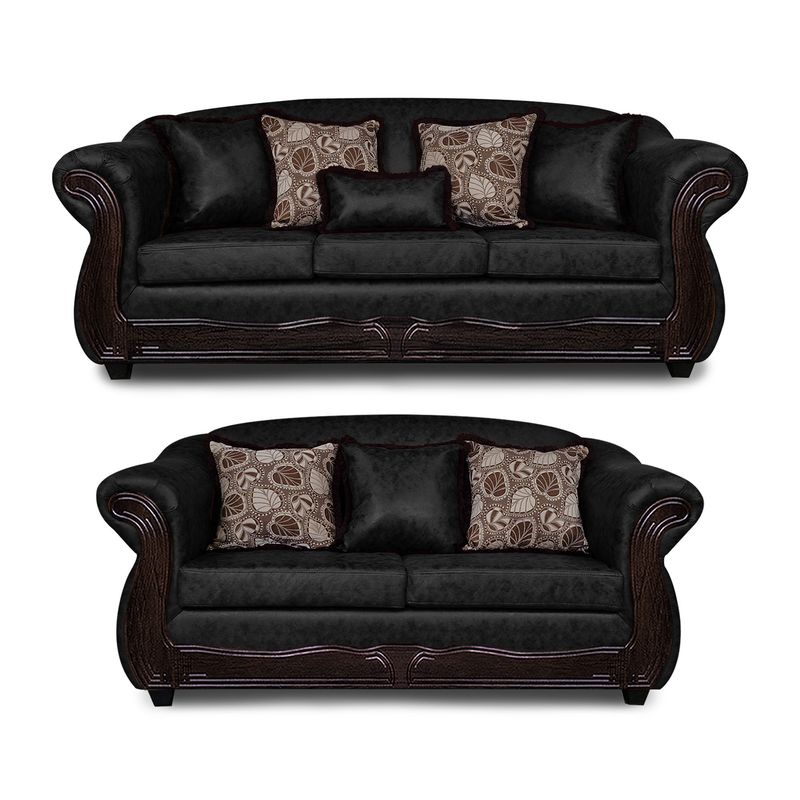 ADONIS LEUDH - Living 3+2 Estambul Envejecido Extra Grande Negro Con Pelitos