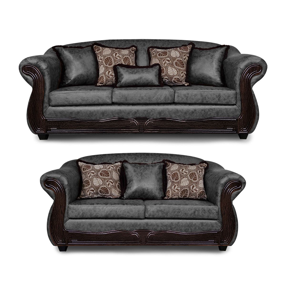 ADONIS LEUDH - Living 3+2 Estambul Envejecido Extra Grande Gris Con Pelitos