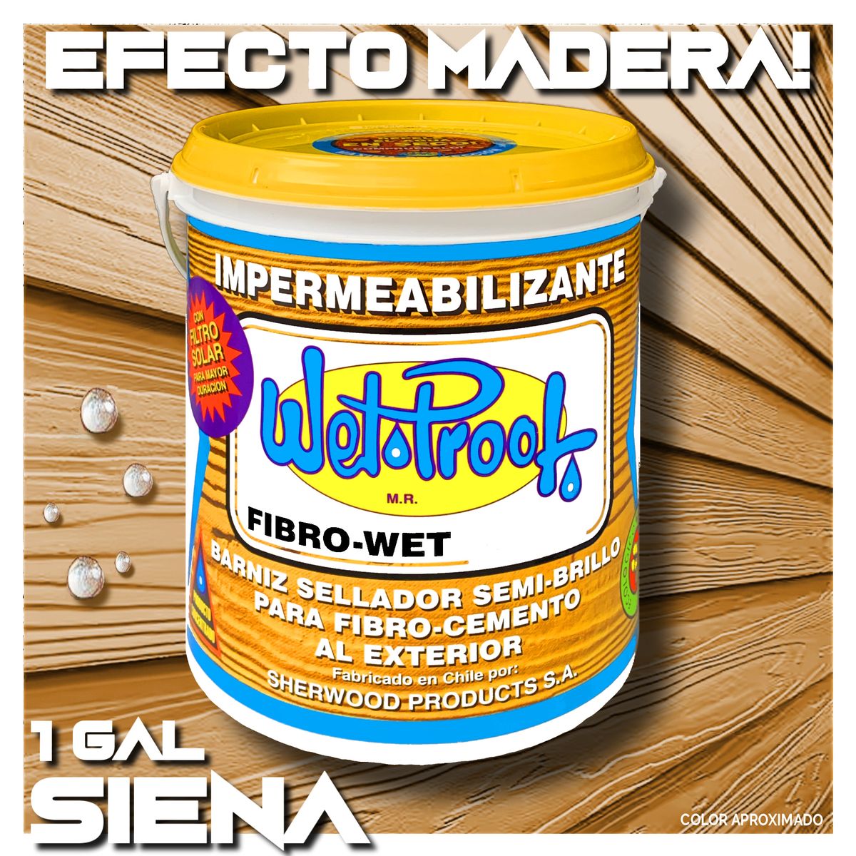 WETPROOF - BARNIZ FIBROCEMENTO SIDING IMPERMEABLE WET PROOF® FIBROWET SIENA 1 GAL