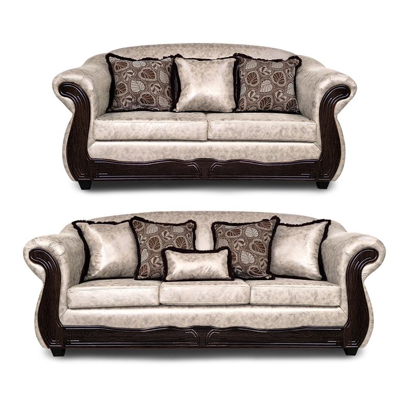 ADONIS LEUDH - Living 3+2 Estambul Envejecido Extra Grande Blanco Con Pelitos