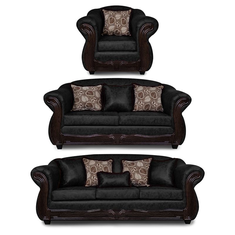 ADONIS LEUDH - Living 3+2+1 Estambul Envejecido Extra Grande Negro Con Pelitos