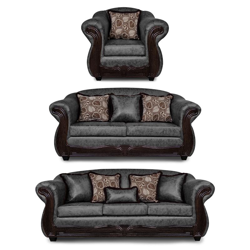 ADONIS LEUDH - Living 3+2+1 Estambul Envejecido Extra Grande Gris Con Pelitos