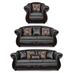 ADONIS LEUDH - Living 3+2+1 Estambul Envejecido Extra Grande Gris Con Pelitos