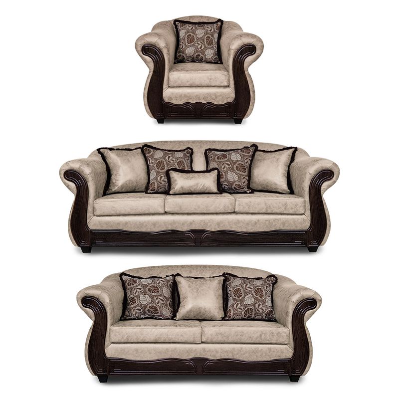 ADONIS LEUDH - Living 3+2+1 Estambul Envejecido Extra Grande Beige Con Pelitos