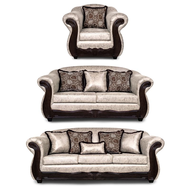 ADONIS LEUDH - Living 3+2+1 Estambul Envejecido Extra Grande Blanco Con Pelitos