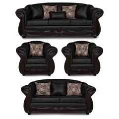 ADONIS LEUDH - Living 3+2+1+1 Estambul Envejecido Extra Grande Negro Con Pelitos