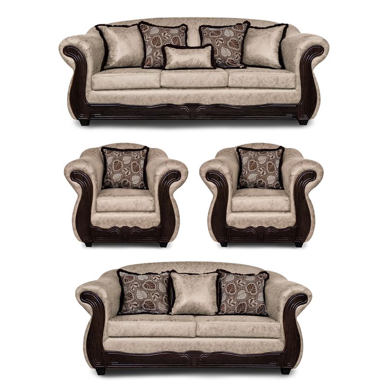 ADONIS LEUDH - Living 3+2+1+1 Estambul Envejecido Extra Grande Beige Con Pelitos
