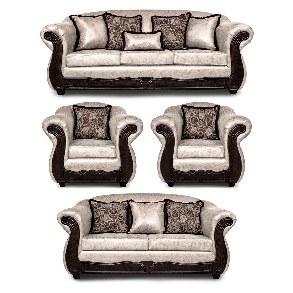 ADONIS LEUDH - Living 3+2+1+1 Estambul Envejecido Extra Grande Blanco Con Pelitos