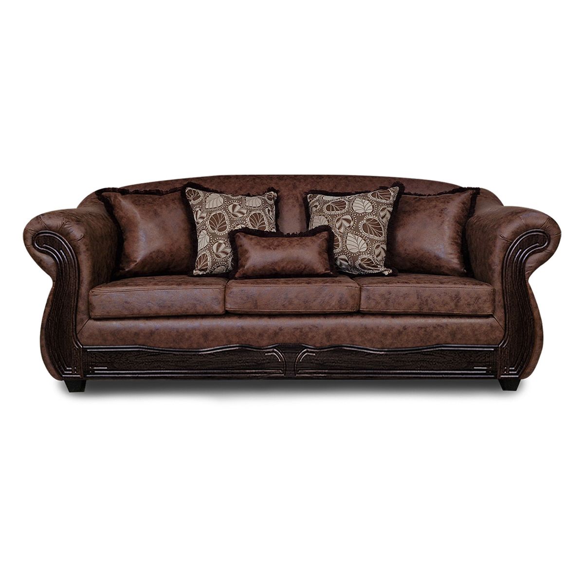 ADONIS LEUDH - Sofá 3 Cuerpos Estambul Envejecido Extra Grande Cafe Oscuro Con Pelitos