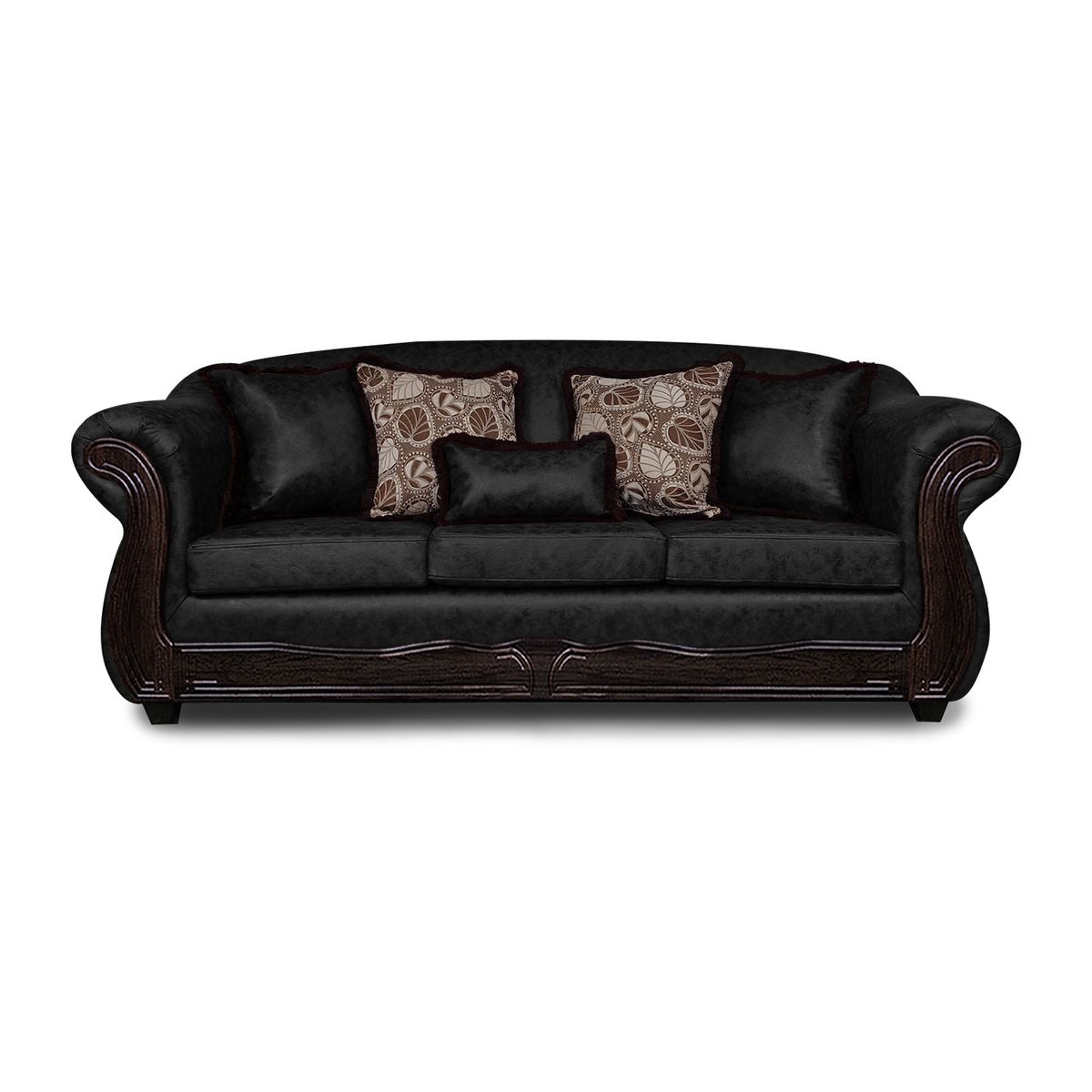 ADONIS LEUDH - Sofá 3 Cuerpos Estambul Envejecido Extra Grande Negro Con Pelitos