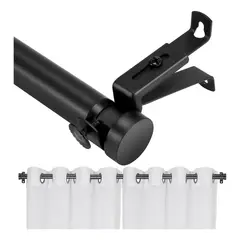 GENERICO - 80-120cm Juego De Barras De Cortina Retráctiles Negro