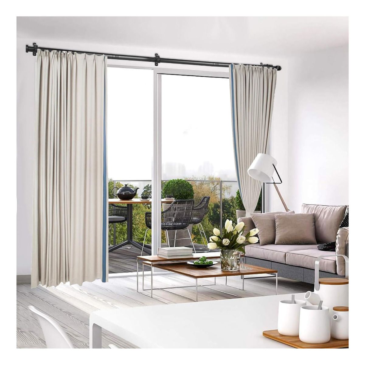 GENERICO - 80-120cm Juego De Barras De Cortina Retráctiles Negro