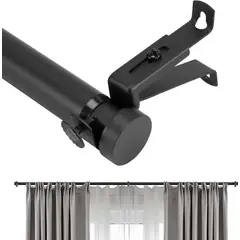 GENERICO - Estirable 80 A 120cm Barras De Cortina Para Ventanas-Negro