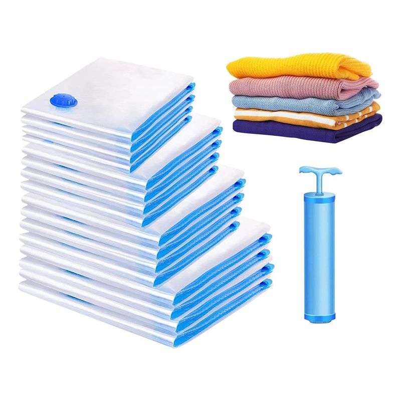GENERICO - 10 Bolsas Organizadoras Al Vacío Viaje Ropa Con Bomba Manual