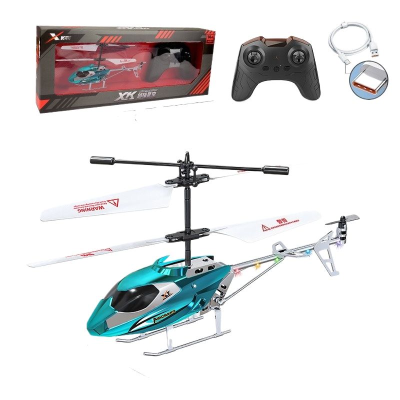 TIOZONEY - helicóptero de control remoto de juguete - celeste metálico