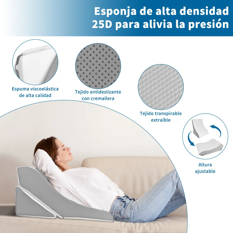 AIZO - AIZO Almohada Cuña Cojín Espuma Viscoelástica Lumbar Cervical